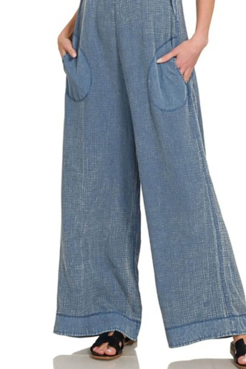 Zenana Double Gauze Washed Wide Leg Overalls - Shop Style & More | Fresh Looks, Everyday Deals & Free Shipping