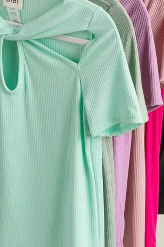 BiBi Rib Knit with Cut Out and Front Twist Detailed Top - Shop Style & More | Fresh Looks, Everyday Deals & Free Shipping