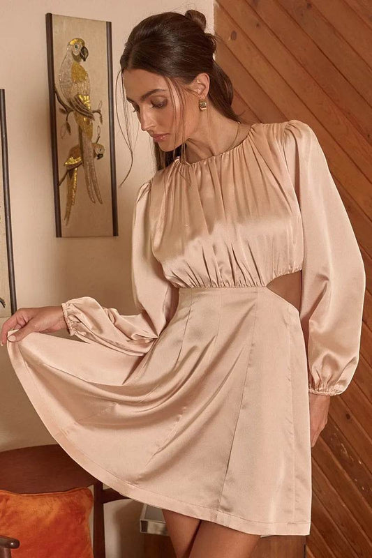 Mittoshop Satin Side Cutout Detail Mini Dress - Shop Style & More | Fresh Looks, Everyday Deals & Free Shipping