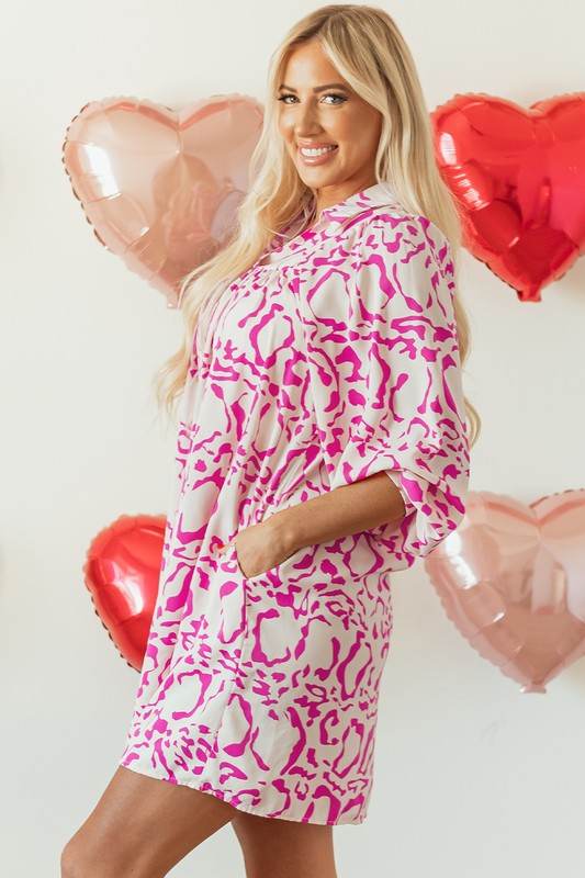 Pink Leopard Print Loose Fit Babydoll Mini Dress - Shop Style & More | Fresh Looks, Everyday Deals & Free Shipping