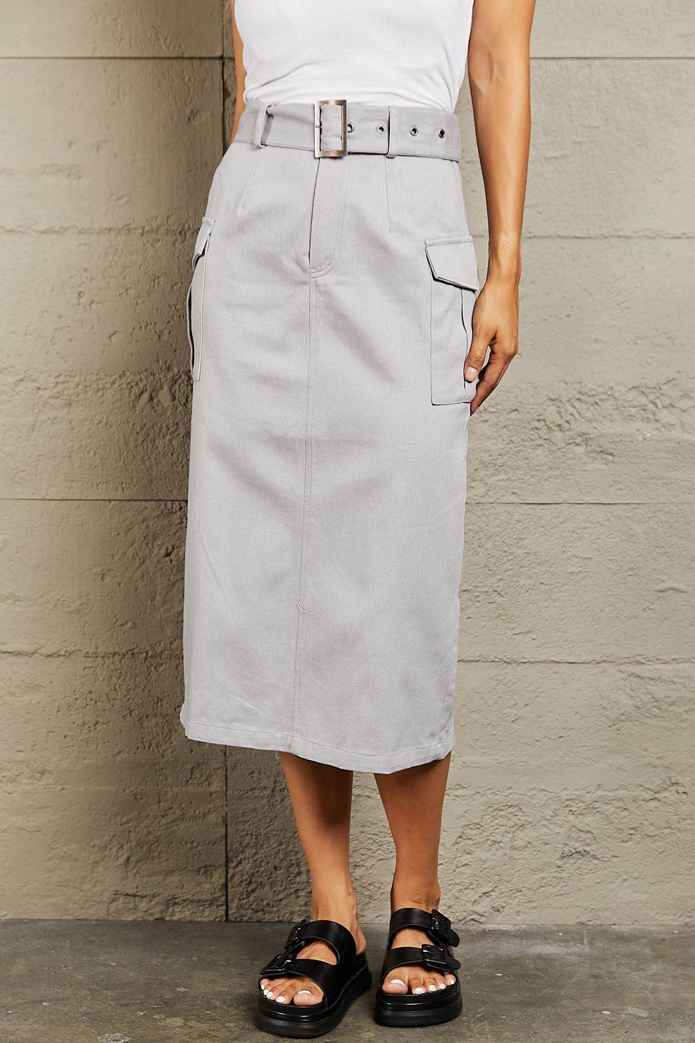 HYFVE Professional Poise Buckled Midi Skirt - Shop Style & More | Fresh Looks, Everyday Deals & Free Shipping
