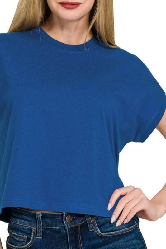 Zenana Premium Cotton Relaxed Crop Tee - Shop Style & More | Fresh Looks, Everyday Deals & Free Shipping