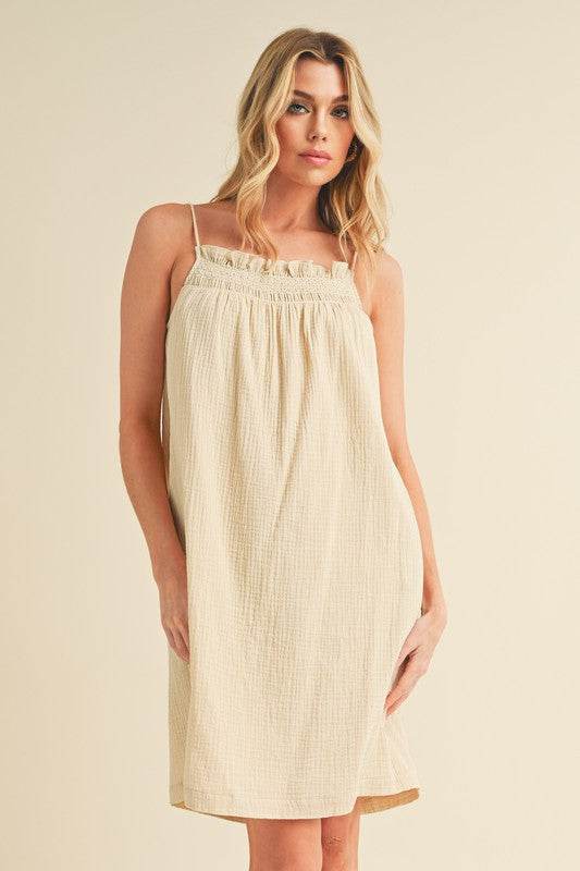 Aemi + Co Embroidered Trim Gauze Square Neck Mini Cami Dress - Shop Style & More | Fresh Looks, Everyday Deals & Free Shipping