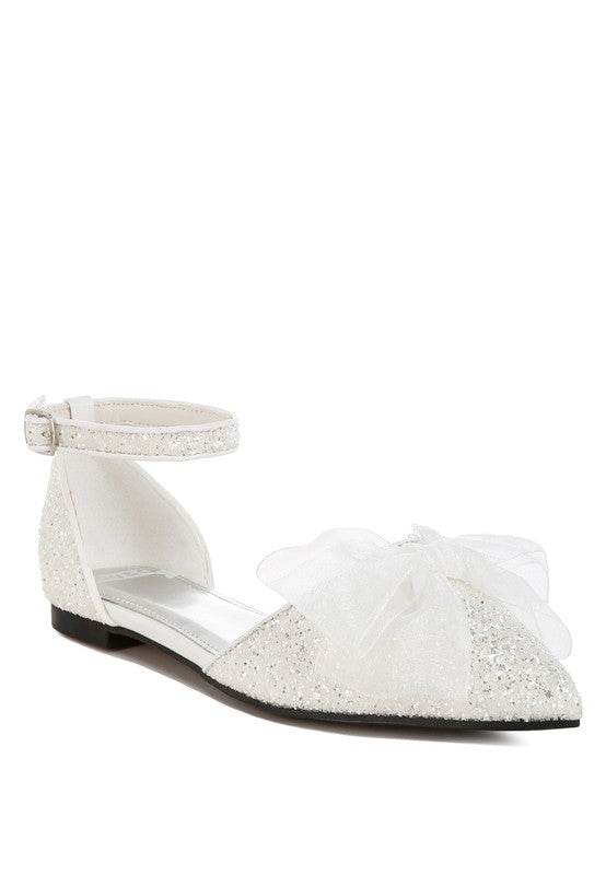 Clarice Sheer Bow Detail Glitter Flat Sandals - Shop Style & More | Fresh Looks, Everyday Deals & Free Shipping