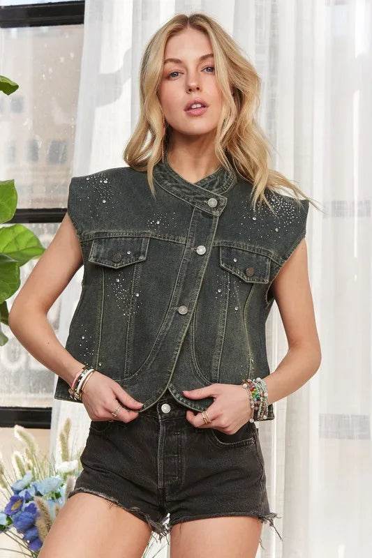 ADORA Sleeveless Button Down Denim Jacket - Shop Style & More | Fresh Looks, Everyday Deals & Free Shipping