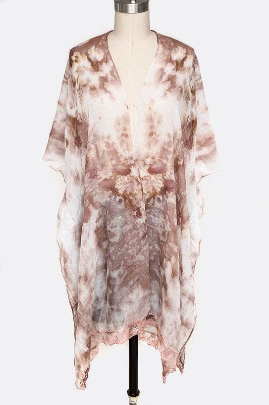 Tie Dye Lace Trim Kimono Cardigan - Shop Style & More | Fresh Looks, Everyday Deals & Free Shipping
