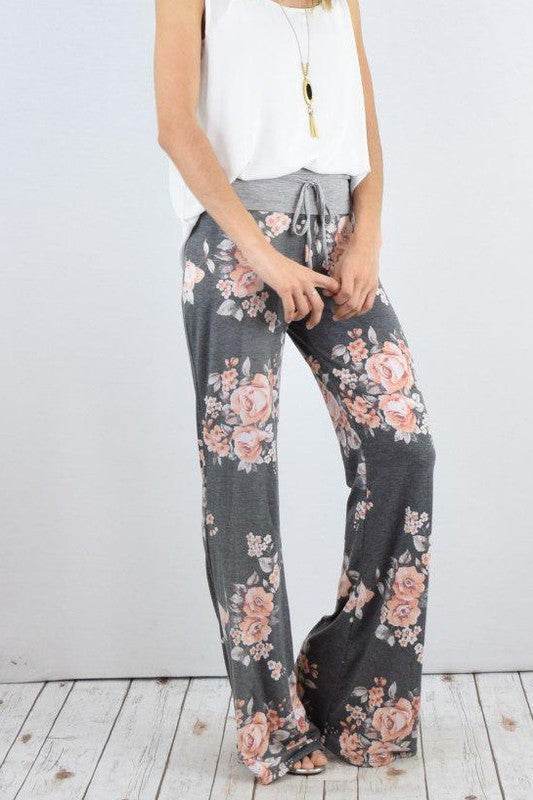 Drawstring Floral Wide Leg Pants - Shop Style & More | Fresh Looks, Everyday Deals & Free Shipping