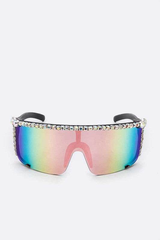 Rhinestone Shield Inspired Statement Sunglasses - Shop Style & More | Fresh Looks, Everyday Deals & Free Shipping