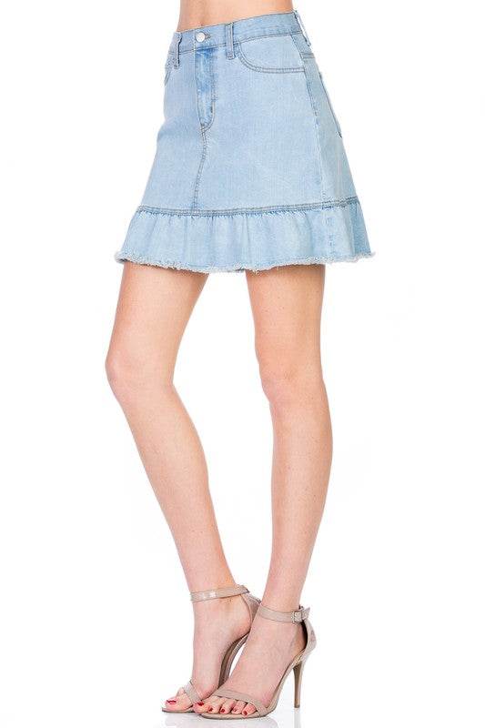 High Waisted A-line Ruffle Hem Denim Skirt - Shop Style & More | Fresh Looks, Everyday Deals & Free Shipping