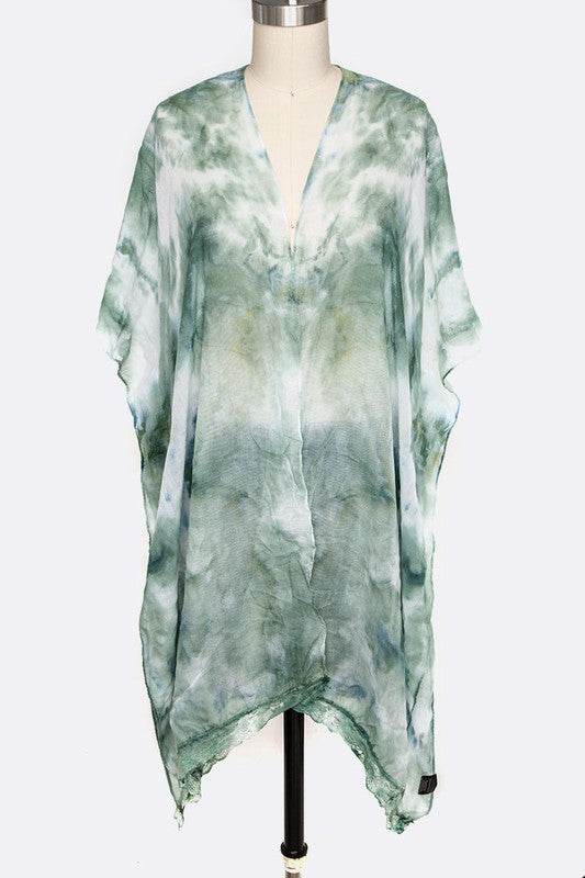 Tie Dye Lace Trim Kimono Cardigan - Shop Style & More | Fresh Looks, Everyday Deals & Free Shipping