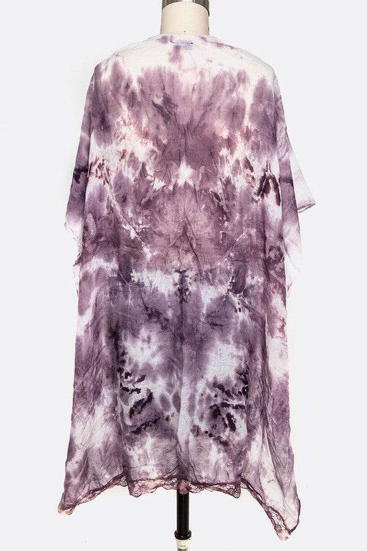 Tie Dye Lace Trim Kimono Cardigan - Shop Style & More | Fresh Looks, Everyday Deals & Free Shipping