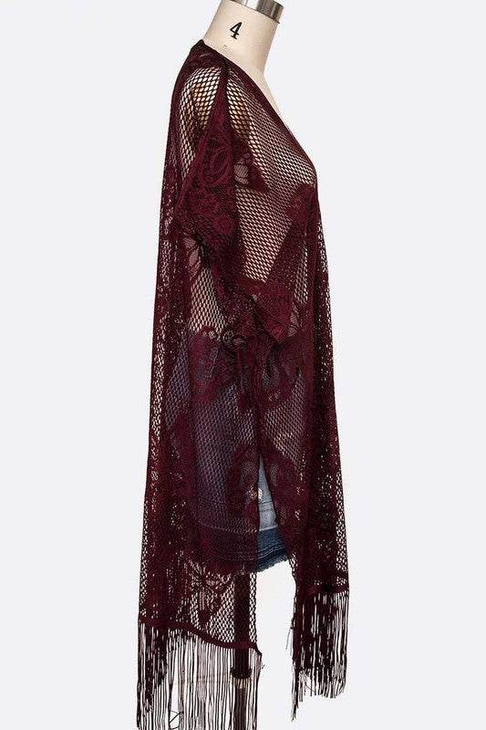 Open Knit Fringe Lace Kimono Cardigan - Shop Style & More | Fresh Looks, Everyday Deals & Free Shipping