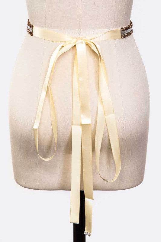 Glitter Trim Rhinestone Skinny Sash Belt - Shop Style & More | Fresh Looks, Everyday Deals & Free Shipping