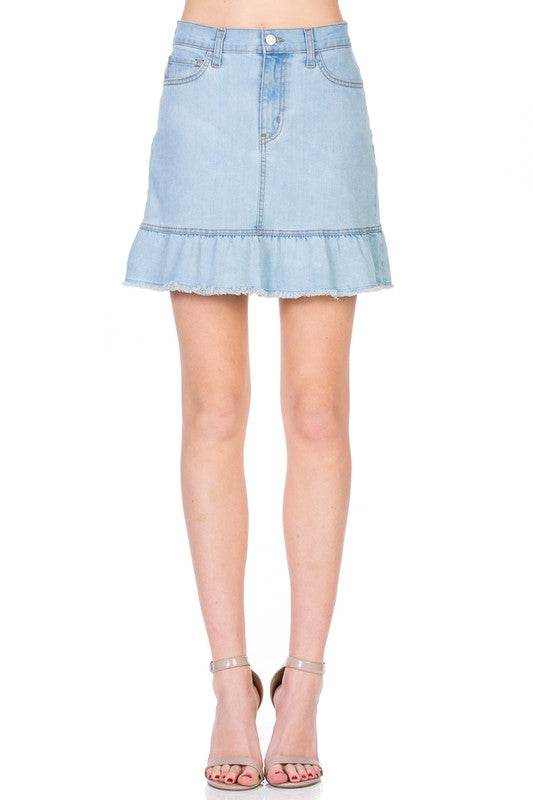 High Waisted A-line Ruffle Hem Denim Skirt - Shop Style & More | Fresh Looks, Everyday Deals & Free Shipping
