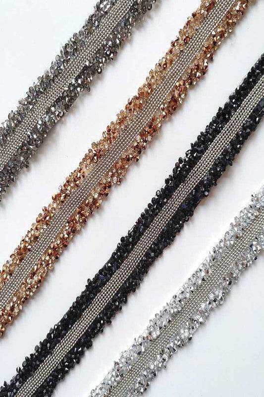 Glitter Trim Rhinestone Skinny Sash Belt - Shop Style & More | Fresh Looks, Everyday Deals & Free Shipping