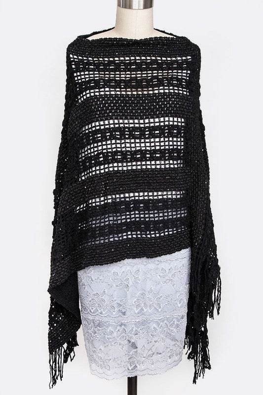 Loose Knit Fringe Poncho - Shop Style & More | Fresh Looks, Everyday Deals & Free Shipping
