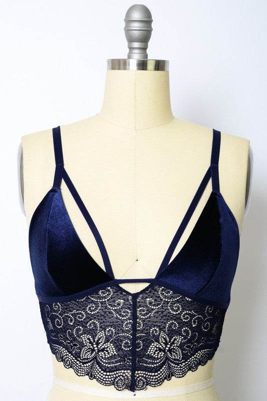 Velvet longline Lace Bralette - Shop Style & More | Fresh Looks, Everyday Deals & Free Shipping