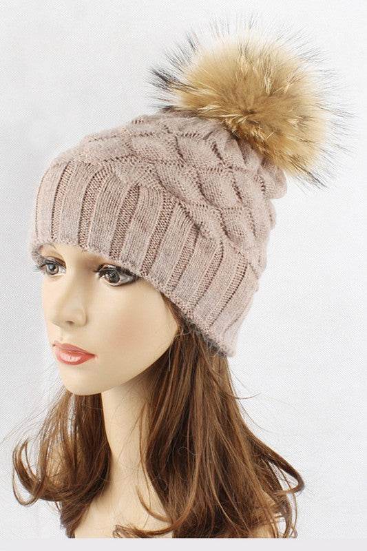 Raccoon Fur Pineapple Knit Beanies - Shop Style & More | Fresh Looks, Everyday Deals & Free Shipping