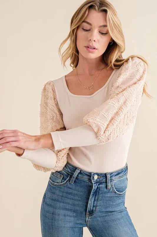 And The Why Textured Puff Sleeve Bodysuit - Shop Style & More | Fresh Looks, Everyday Deals & Free Shipping