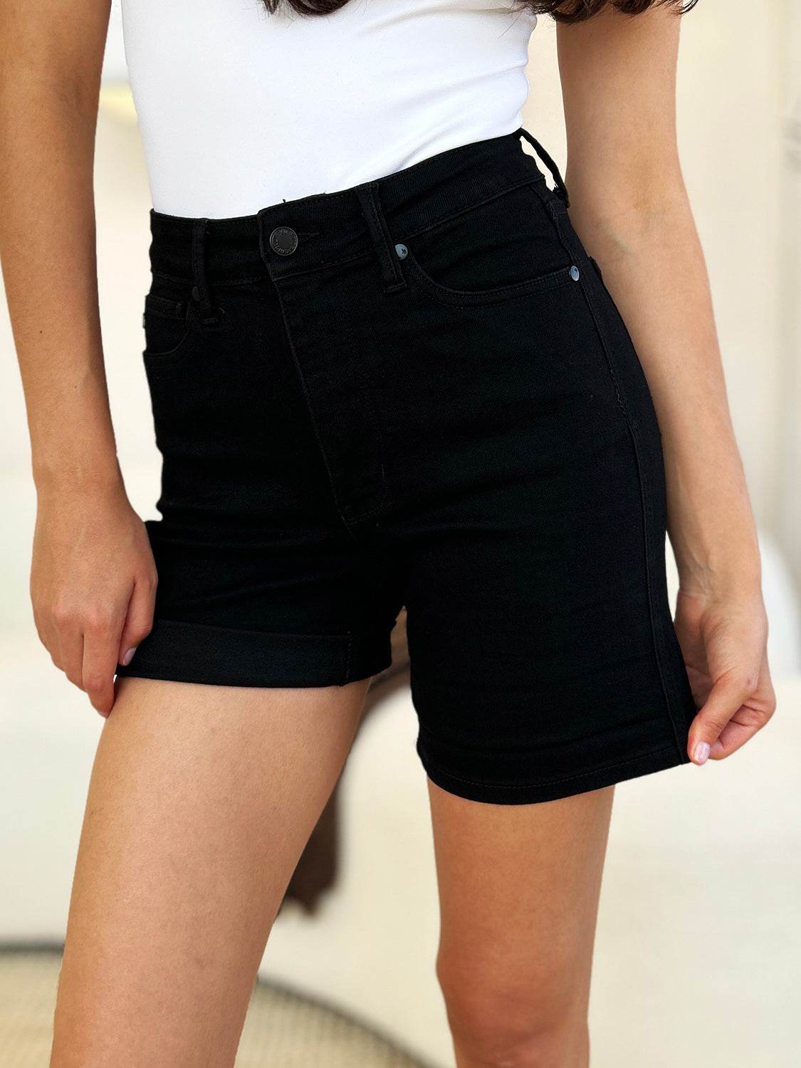 Judy Blue Full Size High Waist Tummy Control Cuffed Denim Shorts - Shop Style & More | Fresh Looks, Everyday Deals & Free Shipping