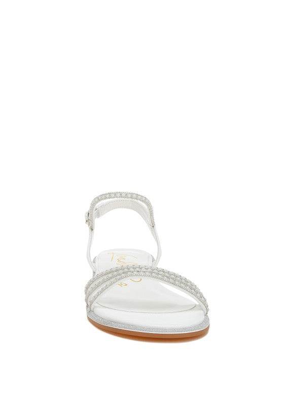 Nobbity Rhinestone Pearl Detail Flat Sandals - Shop Style & More | Fresh Looks, Everyday Deals & Free Shipping