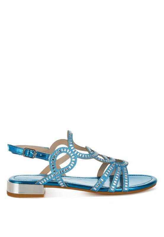 Jisters Cut Out Detail Rhinestone Flat Sandals - Shop Style & More | Fresh Looks, Everyday Deals & Free Shipping