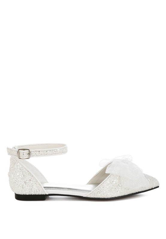 Clarice Sheer Bow Detail Glitter Flat Sandals - Shop Style & More | Fresh Looks, Everyday Deals & Free Shipping