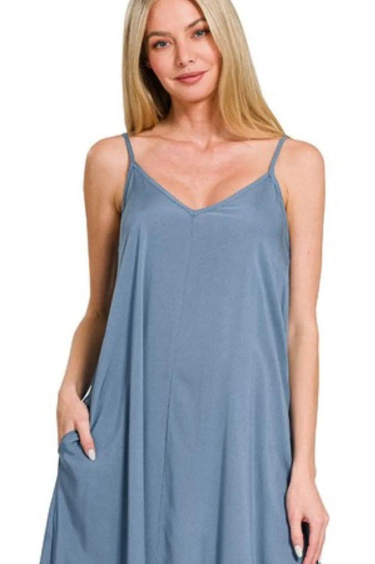 Zenana Woven Arc Hem Cami Dress With Flowy Pockets - Shop Style & More | Fresh Looks, Everyday Deals & Free Shipping