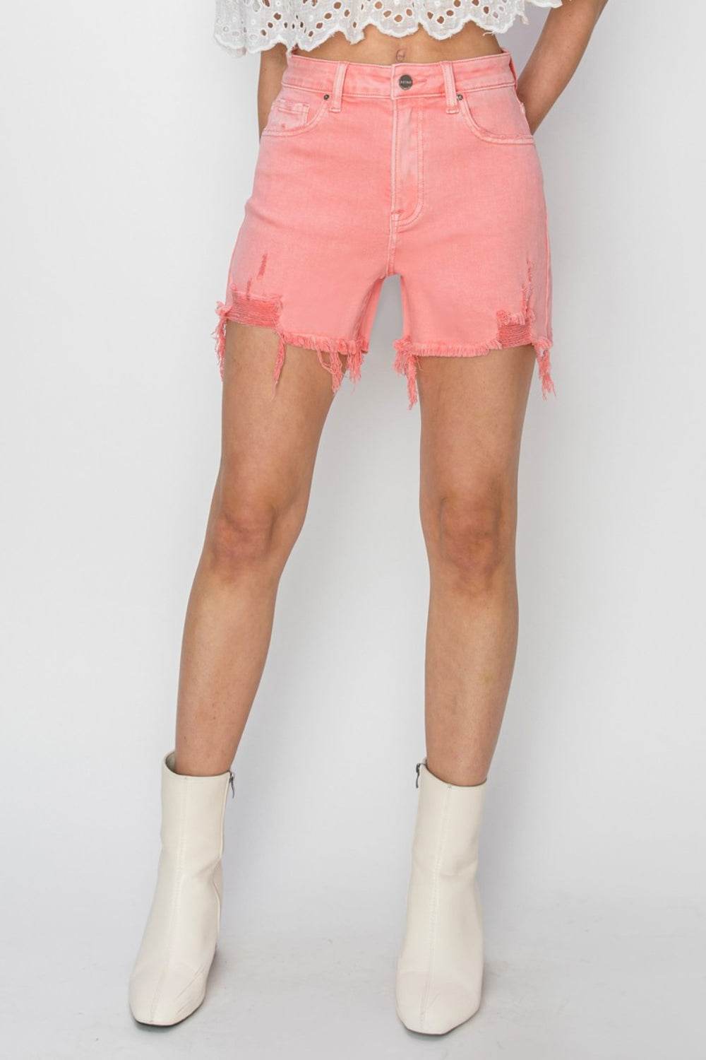 RISEN High Rise Distressed Denim Shorts - Shop Style & More | Fresh Looks, Everyday Deals & Free Shipping