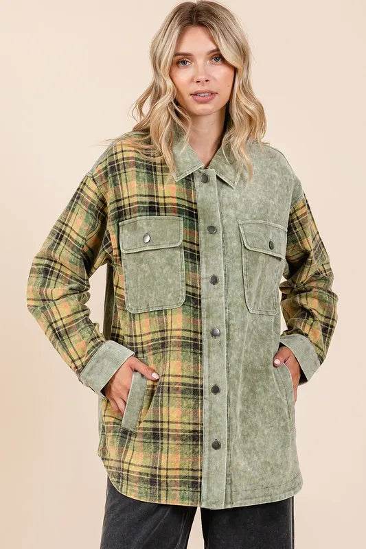 Mittoshop Plaid Button Down Drop Shoulder Jacket - Shop Style & More | Fresh Looks, Everyday Deals & Free Shipping