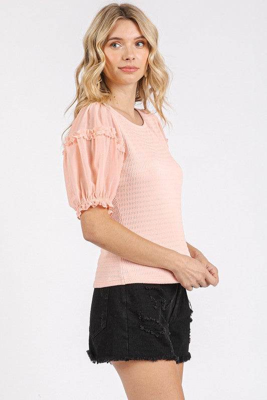 Mittoshop Frill Round Neck Half Sleeve Blouse - Shop Style & More | Fresh Looks, Everyday Deals & Free Shipping