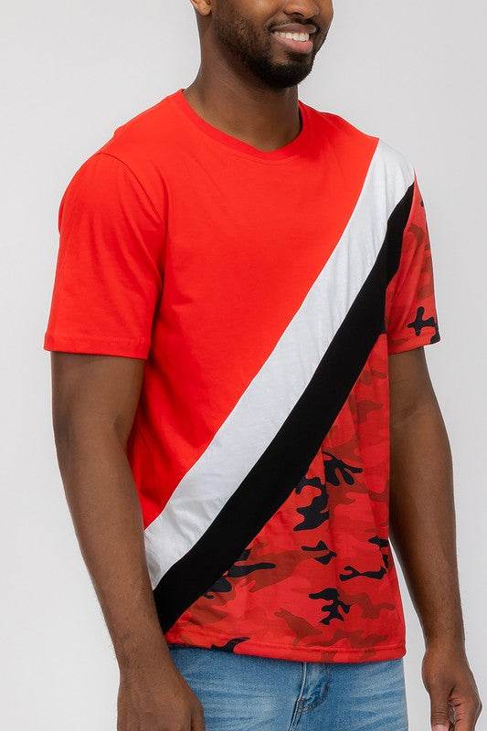 SHORT SLEEVE CAMO COLOR BLOCK TSHIRT - Shop Style & More | Fresh Looks, Everyday Deals & Free Shipping
