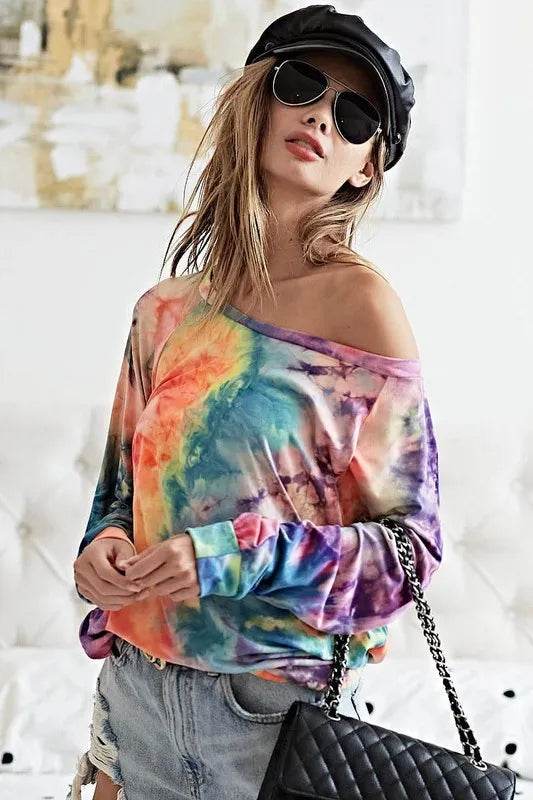 BiBi Tie Dye Soft Knit Jersey Top - Shop Style & More | Fresh Looks, Everyday Deals & Free Shipping