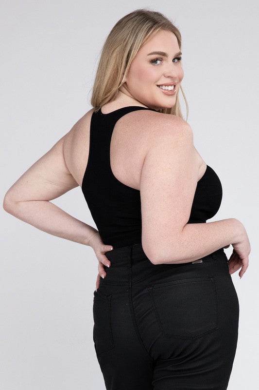 Plus Ribbed Cropped Racerback Tank Top - Shop Style & More | Fresh Looks, Everyday Deals & Free Shipping