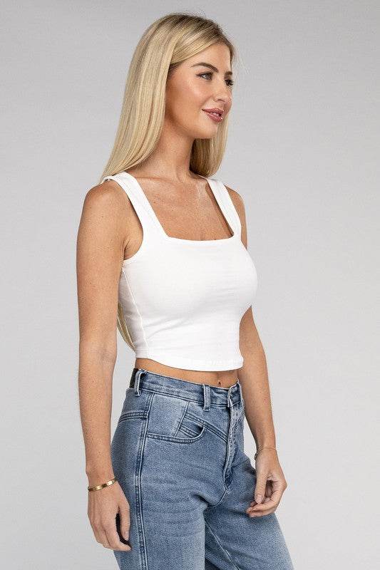 Cotton Square Neck Cropped Cami Top - Shop Style & More | Fresh Looks, Everyday Deals & Free Shipping