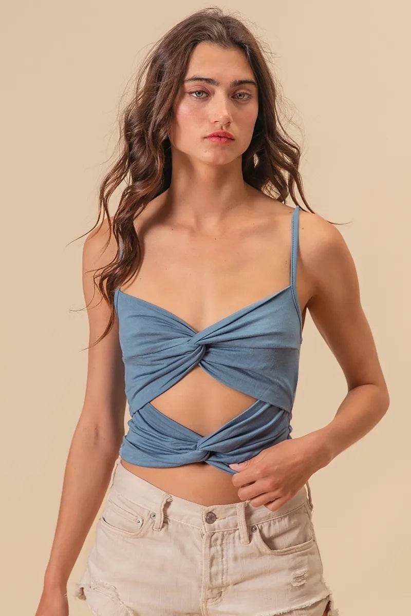BiBi Rayon Span Jersey Knit Double Twist Front Cami Top - Shop Style & More | Fresh Looks, Everyday Deals & Free Shipping