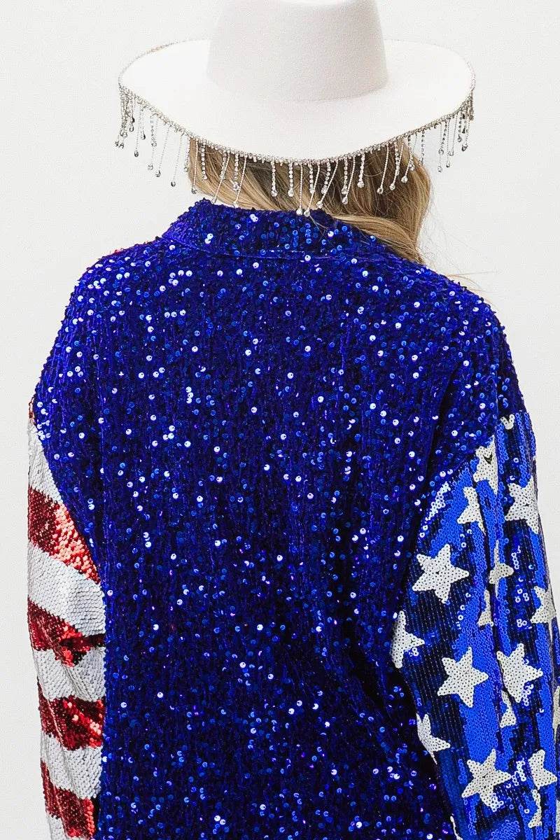 BiBi American Flag Sequin Snap Down Shirt - Shop Style & More | Fresh Looks, Everyday Deals & Free Shipping