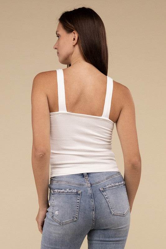 Ribbed Bra Padded V-Neck Tank Top - Shop Style & More | Fresh Looks, Everyday Deals & Free Shipping