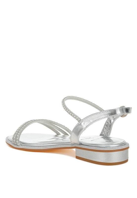 Nobbity Rhinestone Pearl Detail Flat Sandals - Shop Style & More | Fresh Looks, Everyday Deals & Free Shipping
