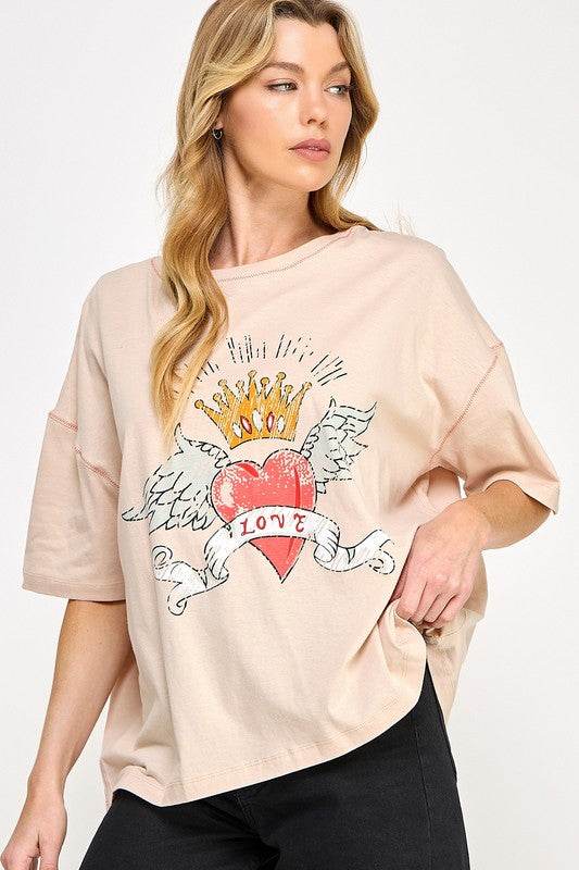 SAGE+FIG Love-Inpired Graphic Oversized T-Shirt - Shop Style & More | Fresh Looks, Everyday Deals & Free Shipping
