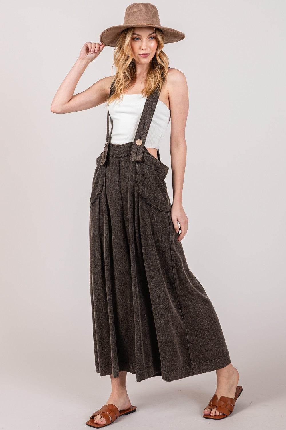 SAGE + FIG Full Size Wide Strap Wide Leg Overalls - Shop Style & More | Fresh Looks, Everyday Deals & Free Shipping