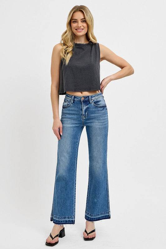 RISEN Full Size Raw Hem Ankle Bootcut Jeans Plus Size - Shop Style & More | Fresh Looks, Everyday Deals & Free Shipping