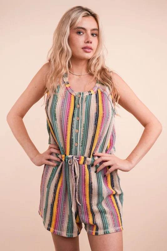 VERY J Crochet Multi Color Striped Casual Summer Romper - Shop Style & More | Fresh Looks, Everyday Deals & Free Shipping