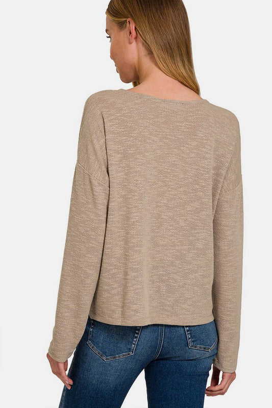 Zenana Dropped Shoulder Long Sleeve T-Shirt - Shop Style & More | Fresh Looks, Everyday Deals & Free Shipping
