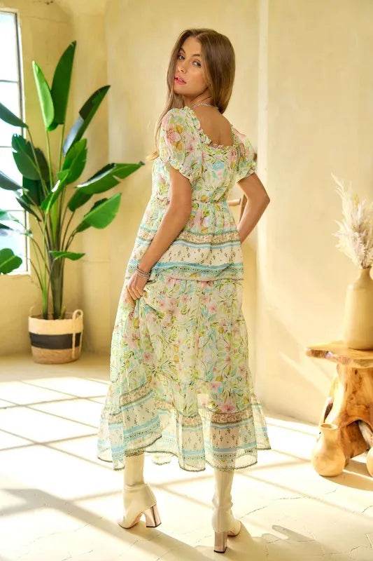Davi & Dani Spring Floral Border Print Ruffled Textured Top - Shop Style & More | Fresh Looks, Everyday Deals & Free Shipping