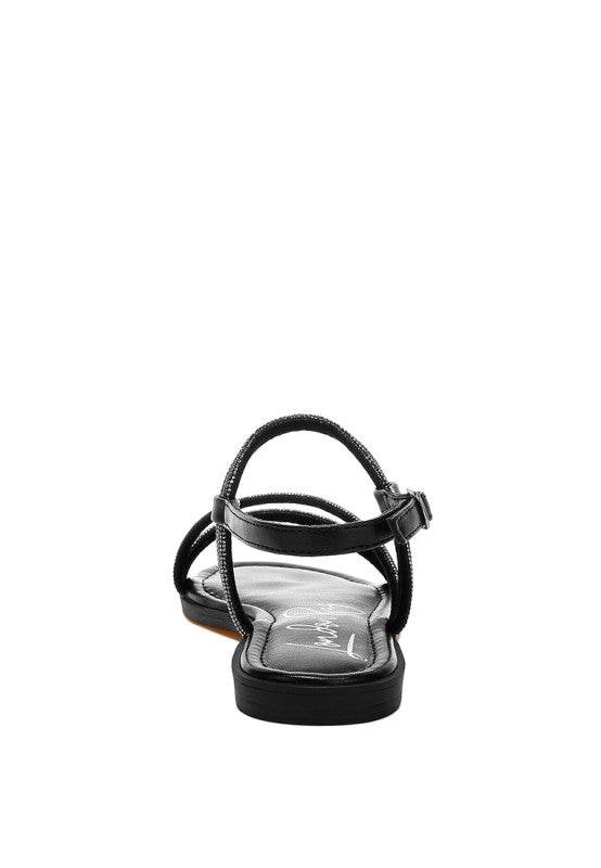 Bawley Rhinestone Strappy Flat Sandals - Shop Style & More | Fresh Looks, Everyday Deals & Free Shipping