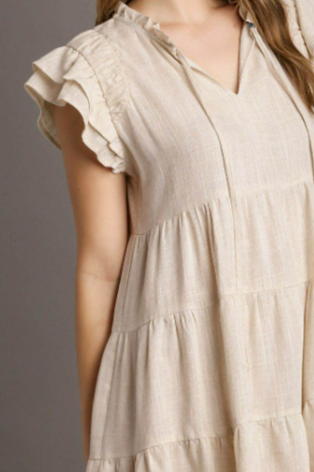 Umgee Full Size Linen A-line Tiered Mini Dress Plus Size - Shop Style & More | Fresh Looks, Everyday Deals & Free Shipping