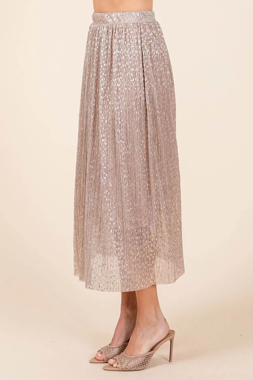 Mittoshop Metallic Glitter Speckle Print Elastic Midi Skirt - Shop Style & More | Fresh Looks, Everyday Deals & Free Shipping