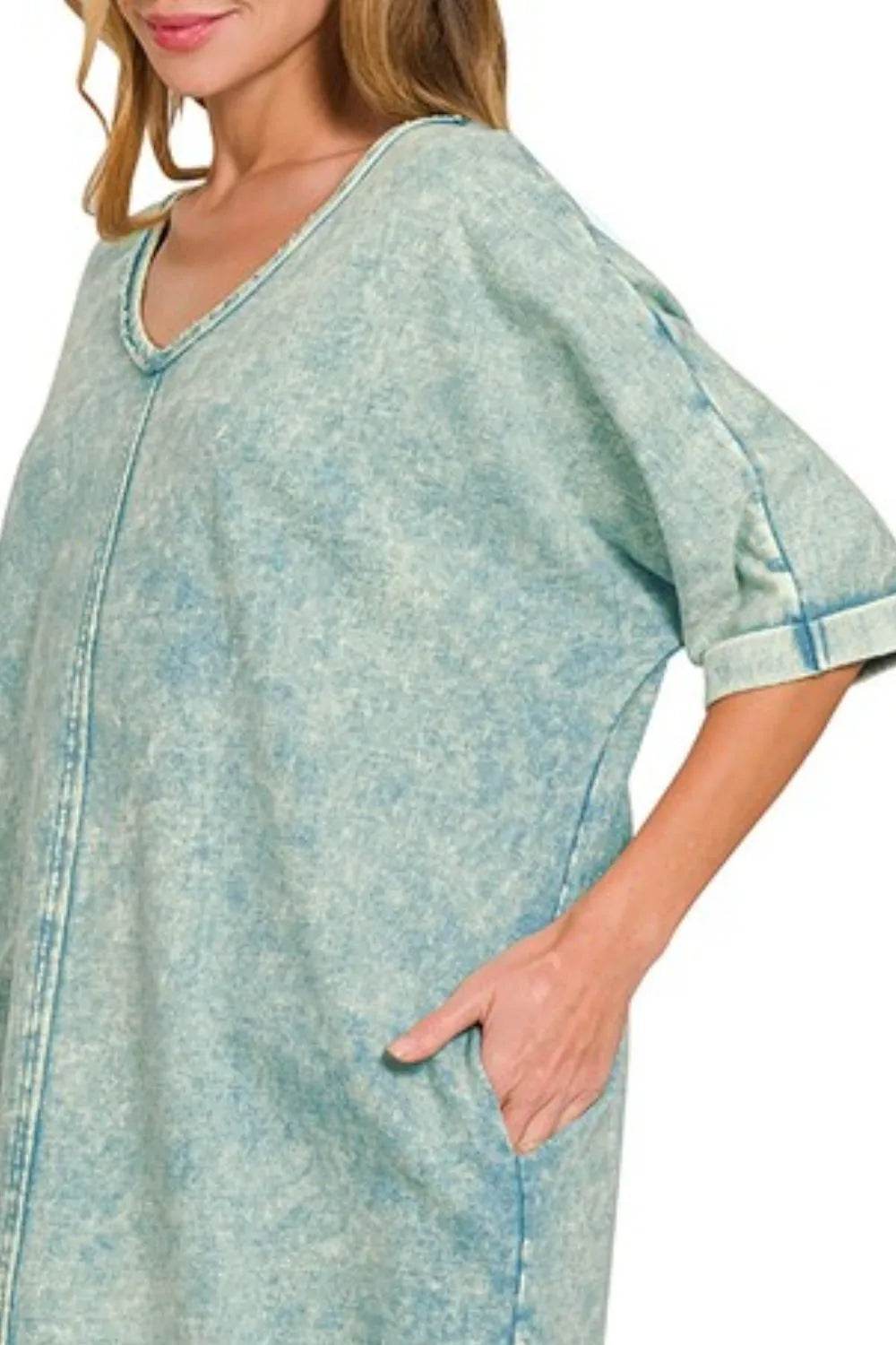 Zenana Acid-washed French Terry Tee Shirts Dress - Shop Style & More | Fresh Looks, Everyday Deals & Free Shipping