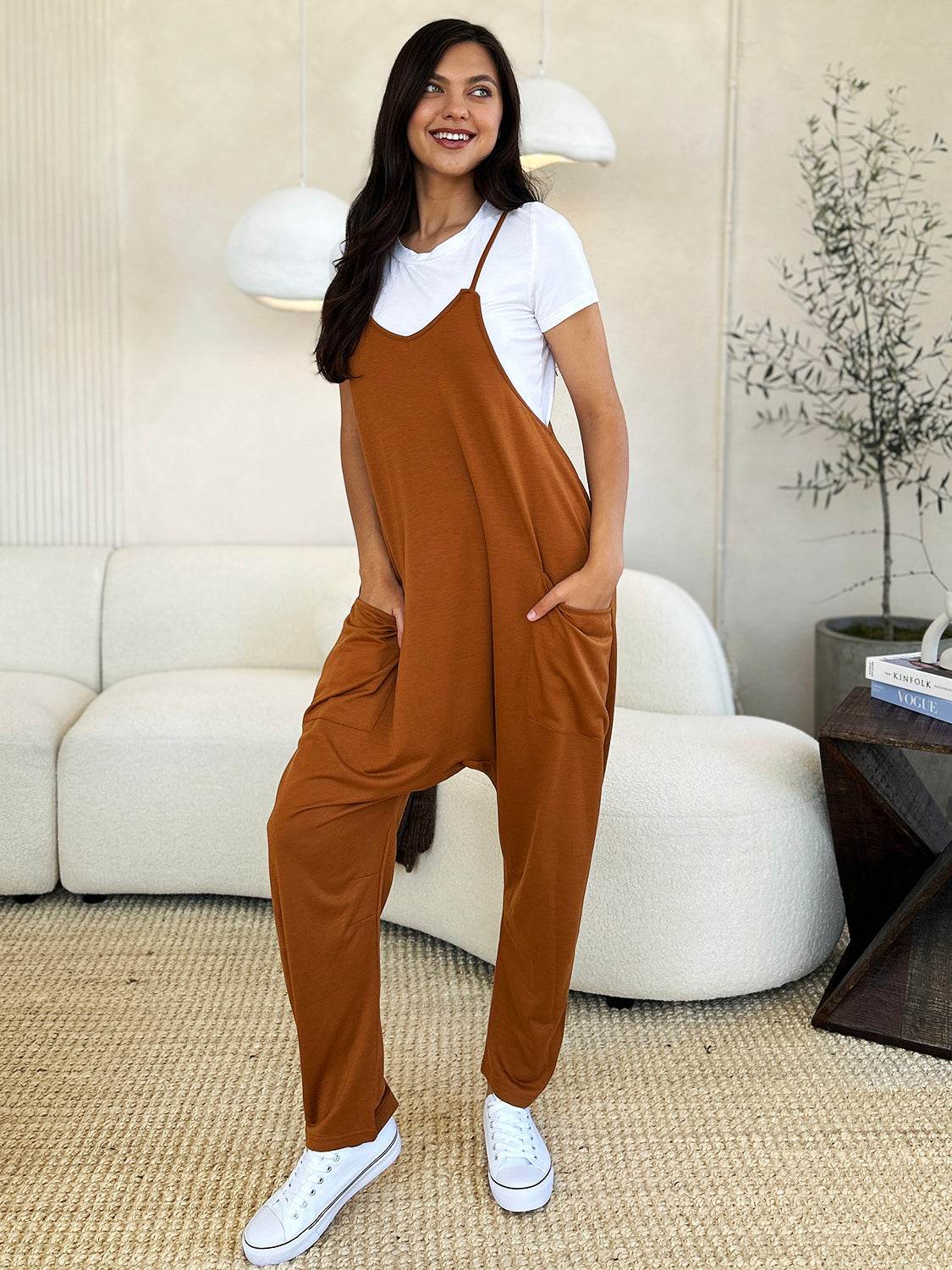 Double Take Full Size Sleeveless V-Neck Pocketed Jumpsuit - Shop Style & More | Fresh Looks, Everyday Deals & Free Shipping